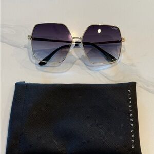 Quay Australia Gold Frame Sunglasses with Purple Lenses